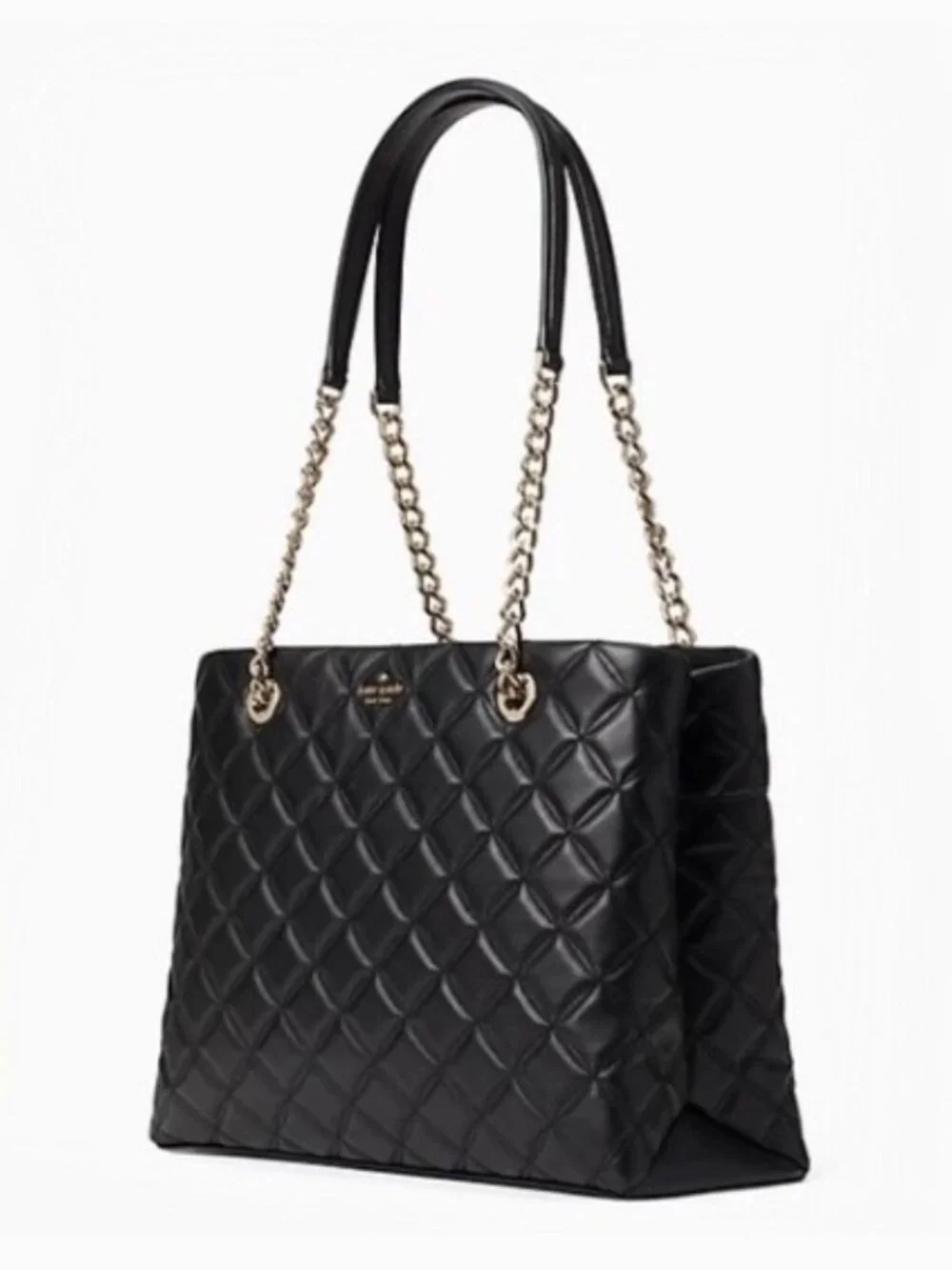 kate spade Natalia Smooth Quilted Leather Tote Bag W/Gold Chain Straps Like New
